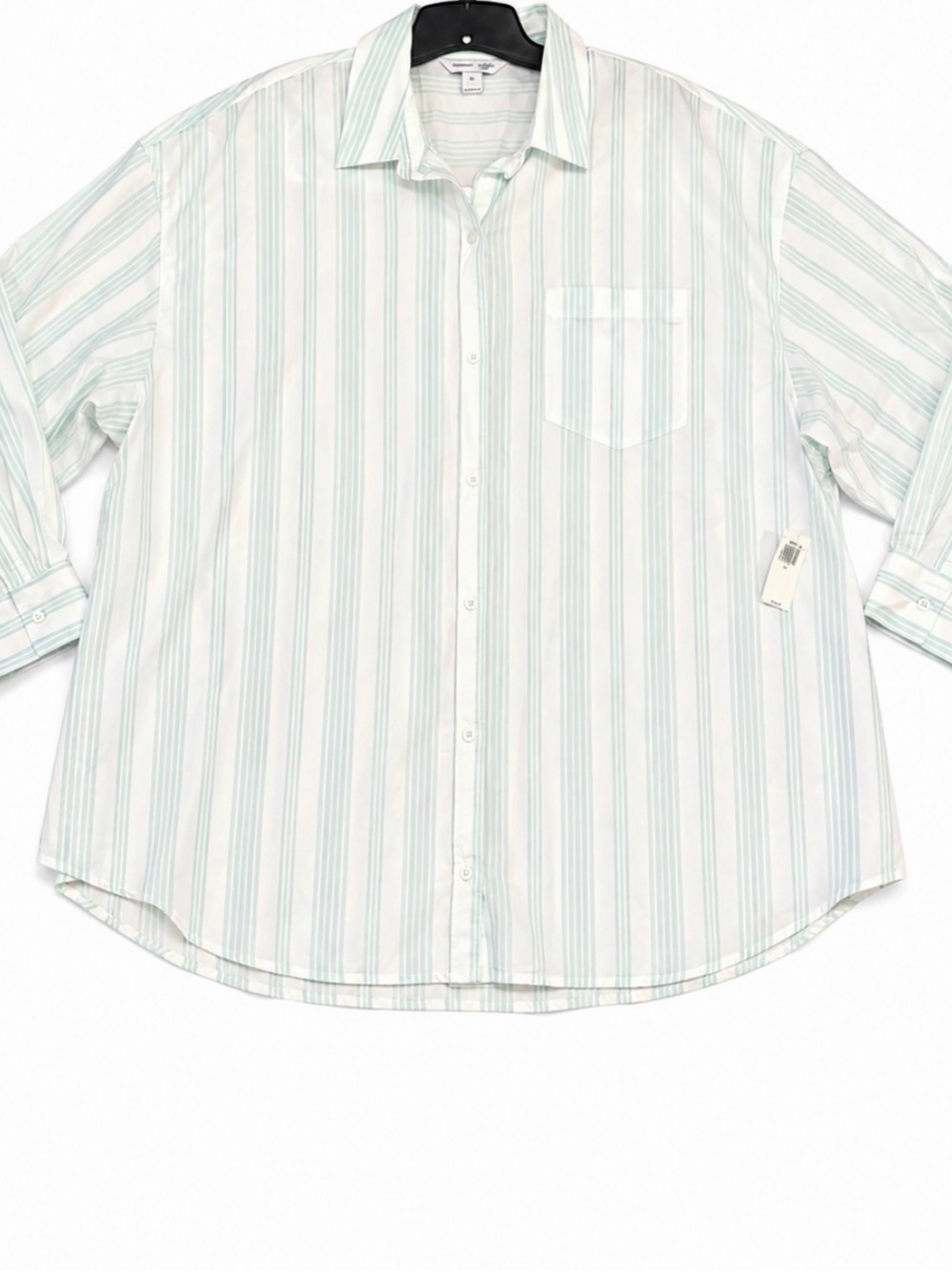 Old Navy Women's Pale Mint/ White Vertical Stripe ButtonDown Boyfriend Shirt NWT